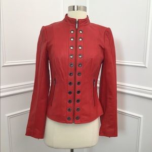 NWT Neiman Marcus red leather jacket